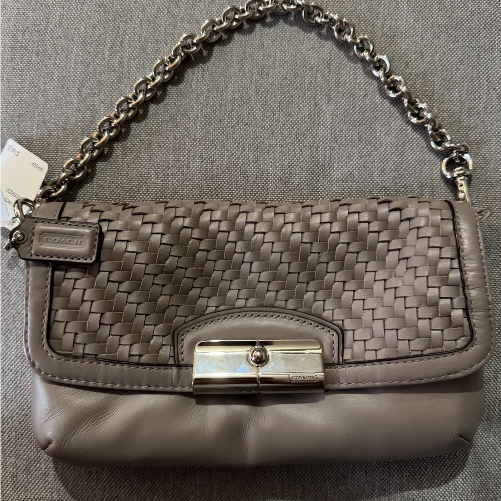 Coach Vintage Taupe Woven Leather Clutch